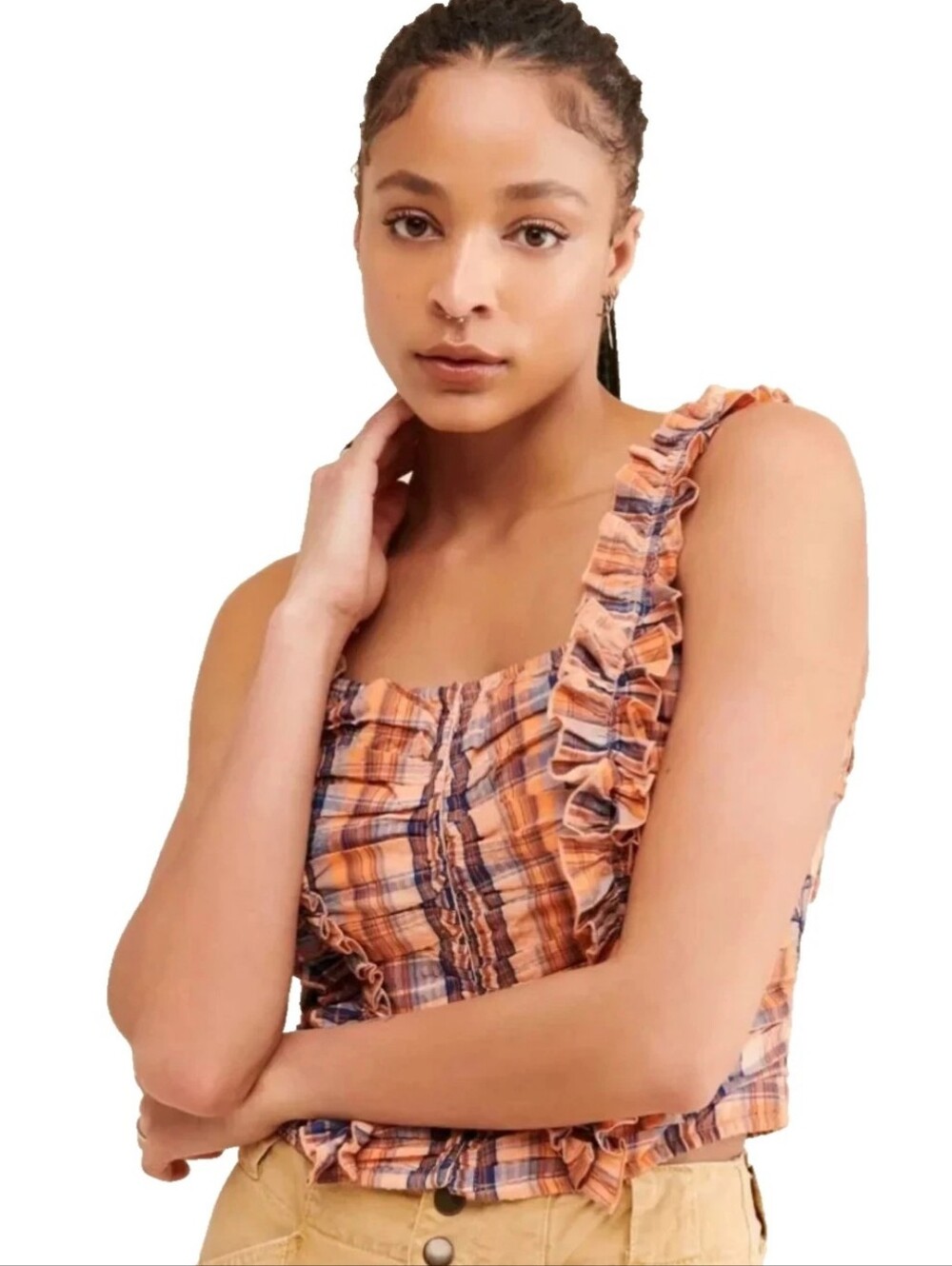 Verb Pallavi Singhee Orange Plaid Crop Tank